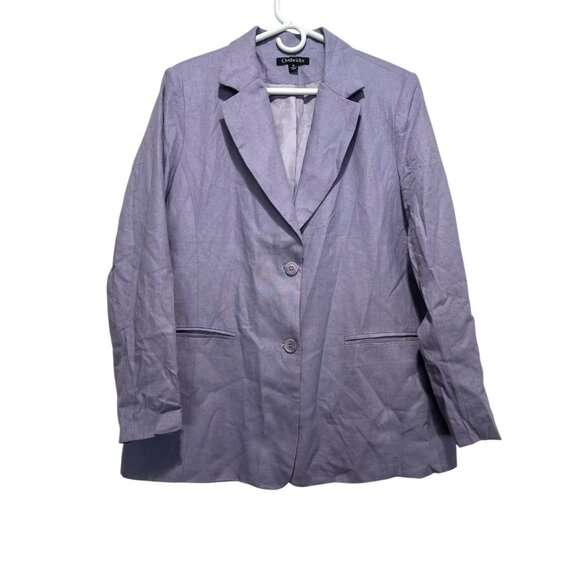 Chadwicks Linen Blend two Buttons Blazer Womens 16 Purple Preppy Office Coastal - Picture 1 of 14